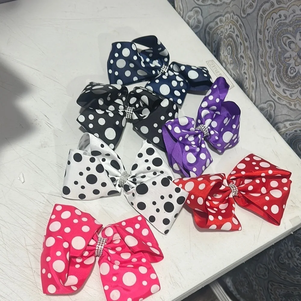 Polka Dot Bow Set for Kids - Black, Purple, Red, Pink